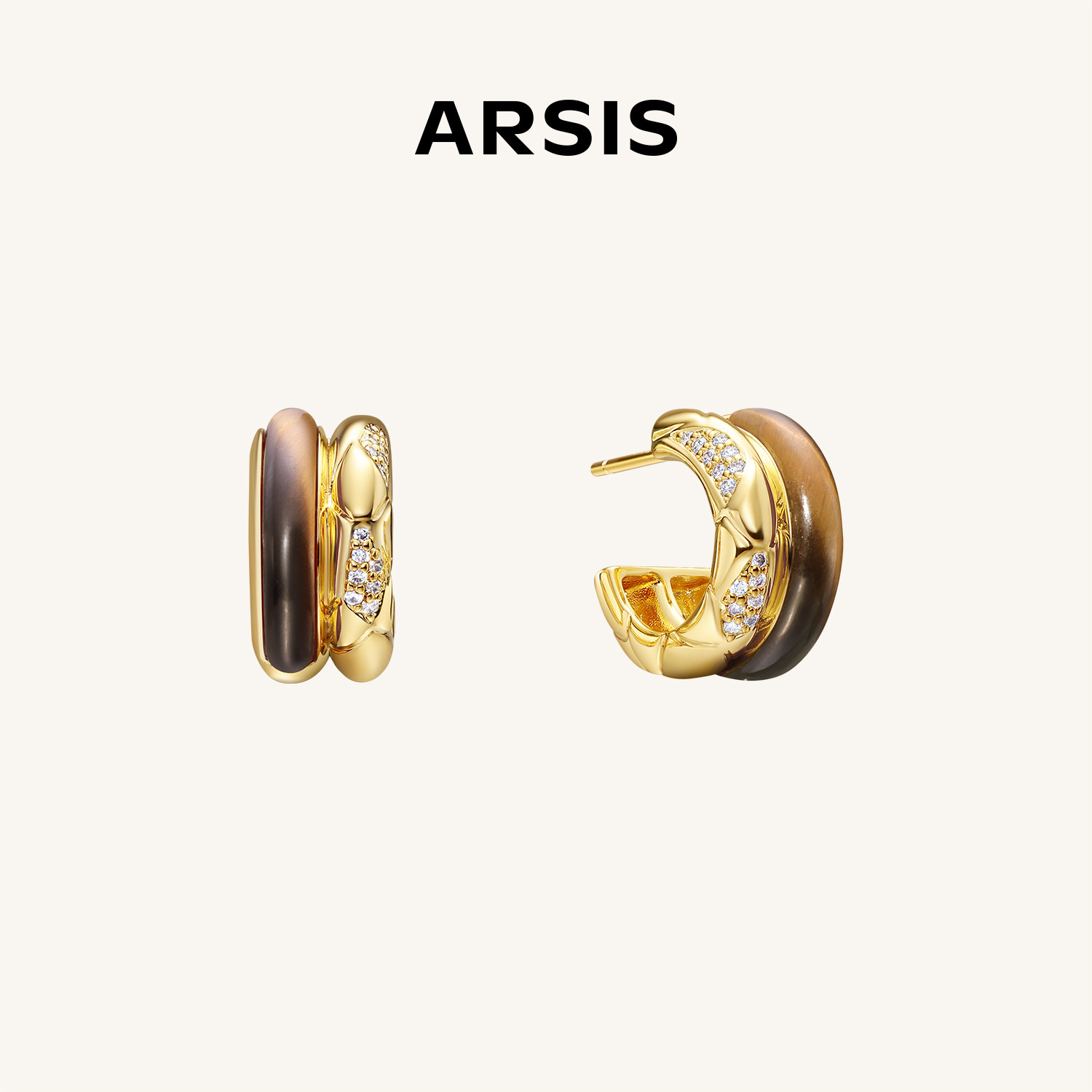 【明星同款】ARSIS鸿运耳圈耳钉新款耳饰气质耳环玛瑙原创设计女