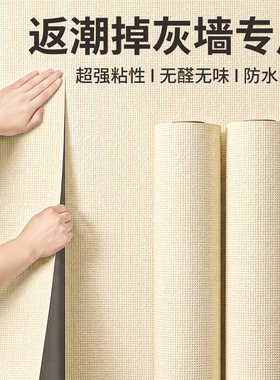 掉灰墙专用墙纸自粘防水防潮贴纸