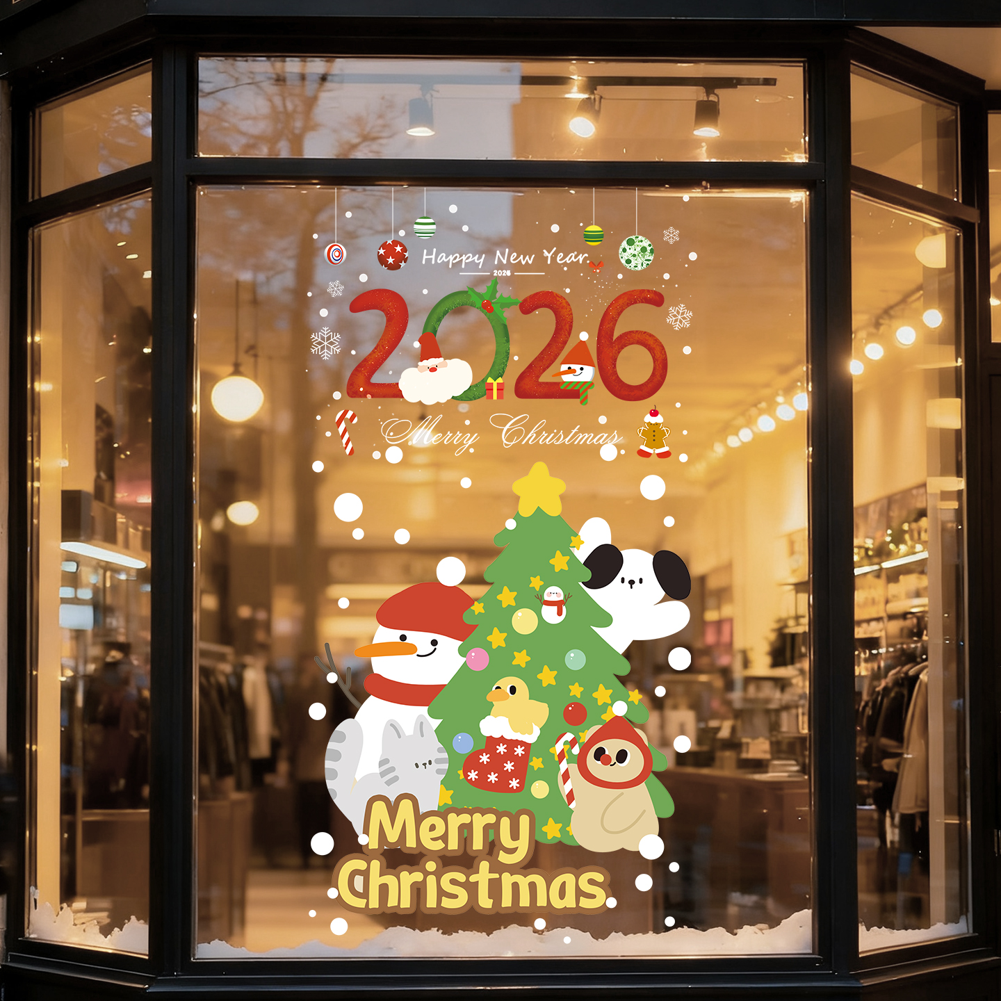 圣诞节装饰2026静电贴画橱窗玻璃