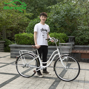 日本进口丸石自行车女轻便无链条传动轴单车26寸内上班袋鼠通勤车