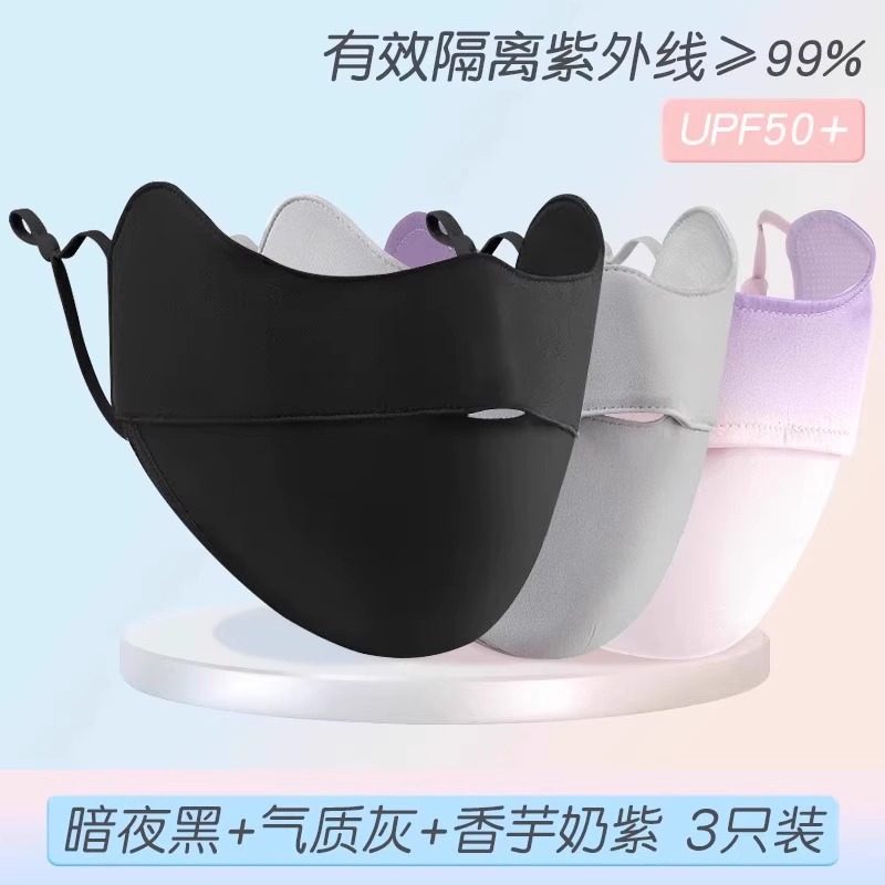 防晒口罩夏季韩系冰丝薄款女防紫外线女面罩护眼角透气立体遮阳