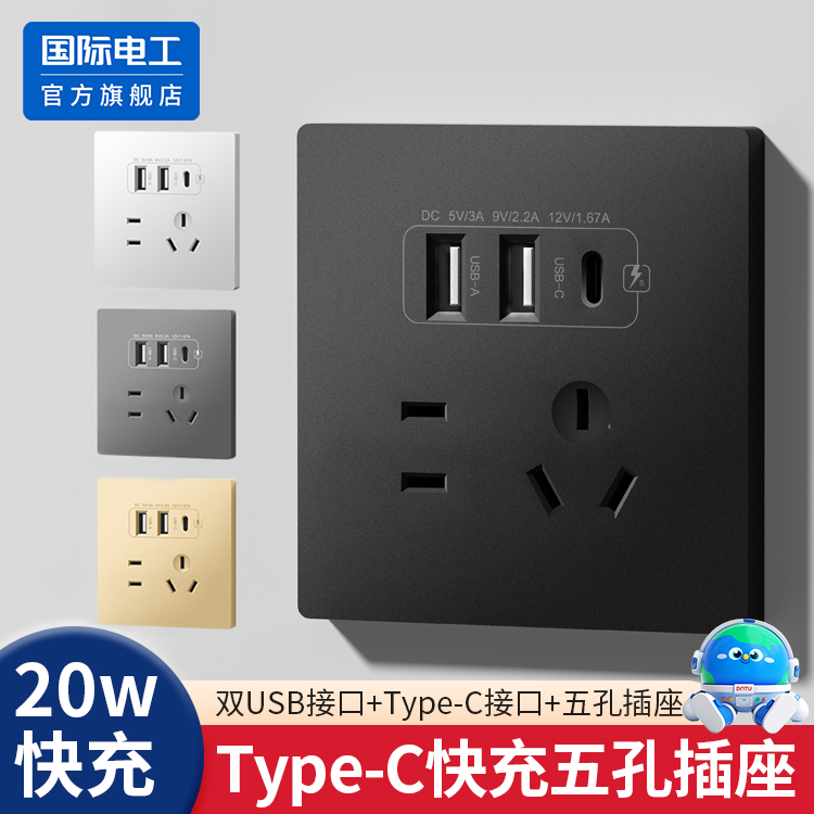 国际电工86型充电插座面板