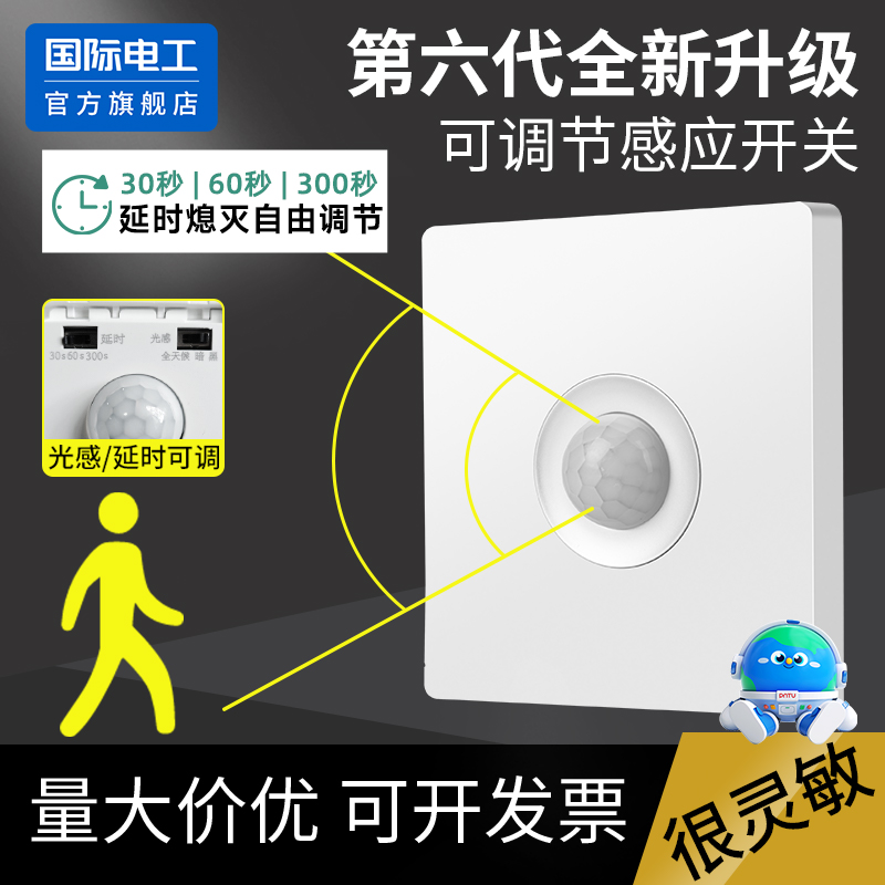 国际电工可调节人体感应开关