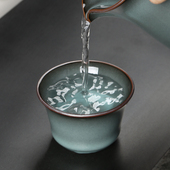 龙泉青瓷哥窑铁胎功夫茶具茶杯陶瓷家用主人杯单杯品名小茶碗茶盏