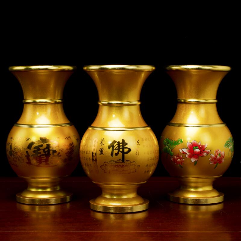 纯铜合金花瓶佛前财神供花堂口