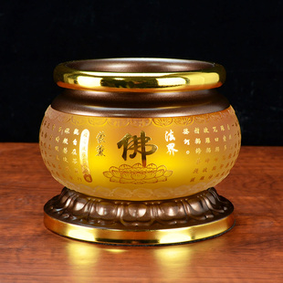 古色琉璃香炉佛家家用供奉财神仙家堂口供灯果盘水杯酒杯套装摆件