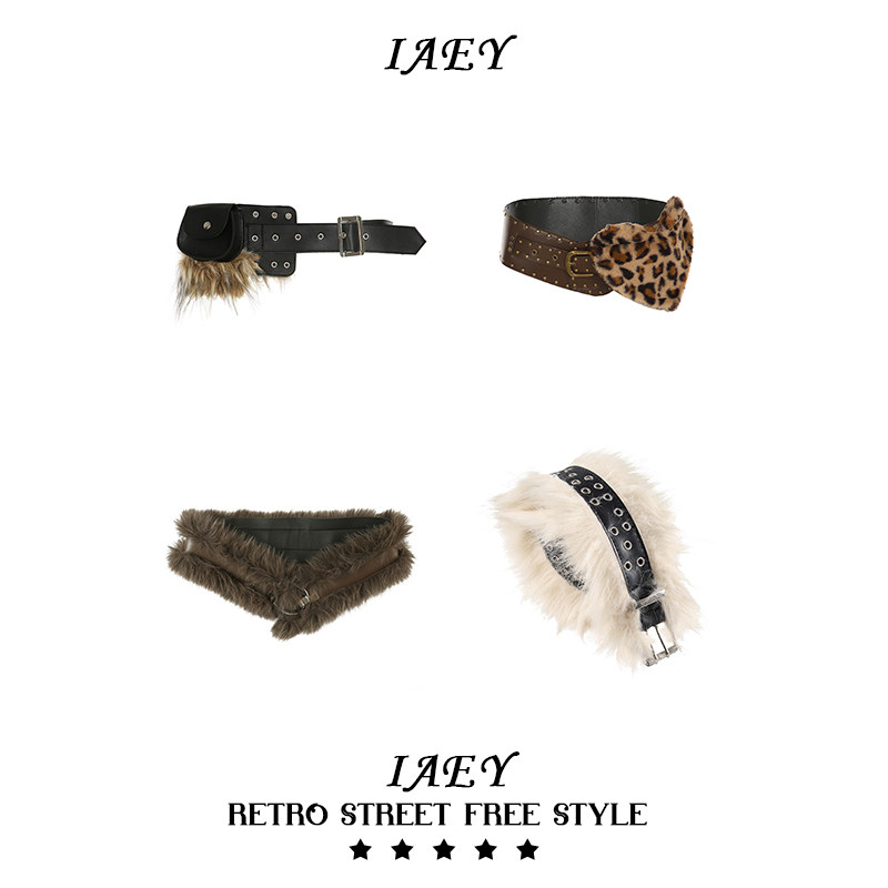 IAEY 欧美外贸风Y2K辣妹腰链小众古着配饰腰带毛毛拼接皮带PU腰包,服饰配件/皮带/帽子/围巾,腰带/皮带/腰链,淘宝优惠券,粉丝福利购,淘宝优惠卷