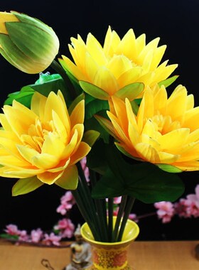 新品仿真荷花百合花供o佛用品莲花 寺庙佛堂装饰荷花假花 塑料莲