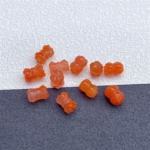 极速天然南红玛瑙雕n刻并蒂莲隔珠桶珠莲花散珠子单珠DIY手链项链