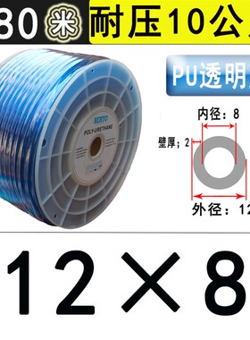 极速PU8*5高压气管空压机黄色气动软管8MM气G泵12/10*6.5/6*4*2.5