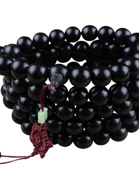 极速天然实木黑檀手串108颗念珠15MM紫光檀O木佛珠手链黑黄檀老料