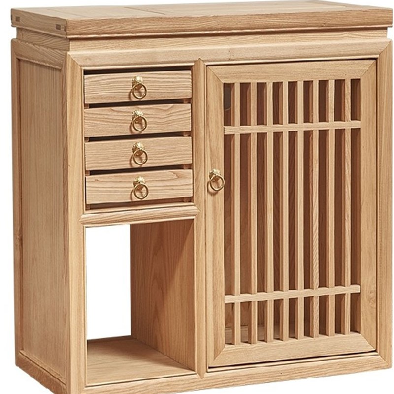 极速厂促新中式实木茶水s柜烧水壶一体简约轻奢小茶桌茶叶收纳边