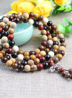 极速厂家直批 天然精品多宝珠108佛珠手链多彩檀木手串Z 时尚男女