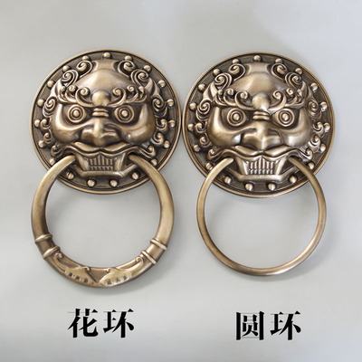 极速纯铜大门f拉手中式仿古兽头狮子头虎头拉环复古典装饰木门环