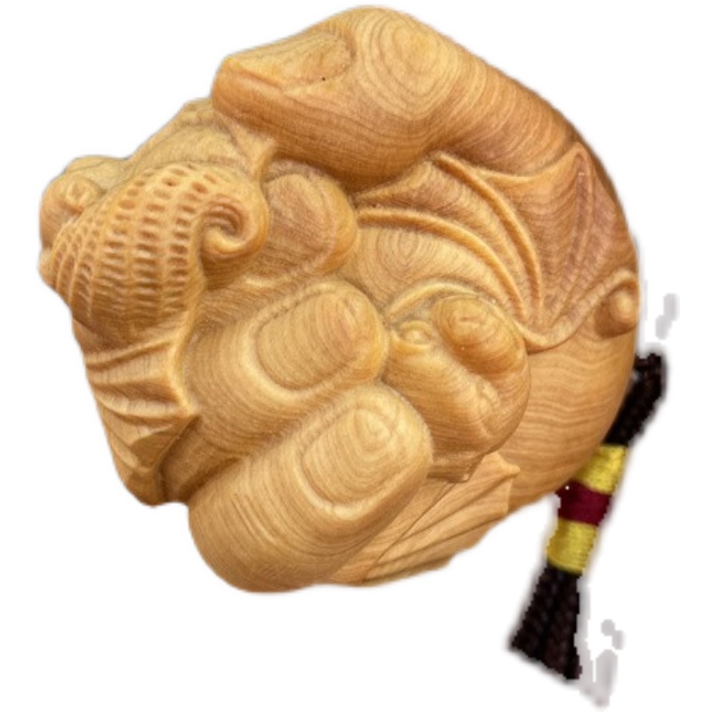 极速崖柏木雕刻蝙蝠吊坠摆件创意装E饰掌中有福实木工艺品佛手项