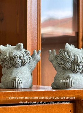 新品好运常在 必发必中国潮小狮子石狮N子装饰造景桌面摆件礼