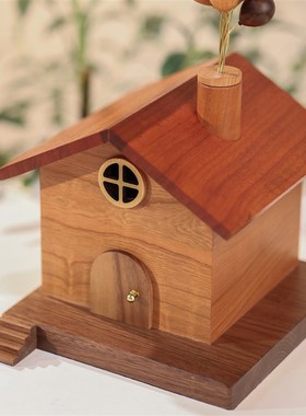 极速飞屋摆件/创木工坊实木质可爱D小木屋子存钱罐家居乔迁新年礼