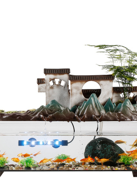 极速鱼缸循c环流水器生财客厅创意摆件办公室小型桌面景观招财开