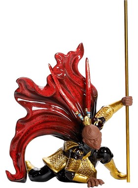 极速齐天大圣孙悟空鱼缸造景摆z件紫砂茶宠水族假山盆景书房装饰