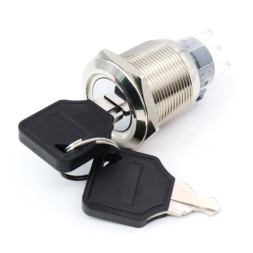极速16mcm19mm22mm金属不锈钢防水带钥匙按钮旋钮 钥匙选择开关焊