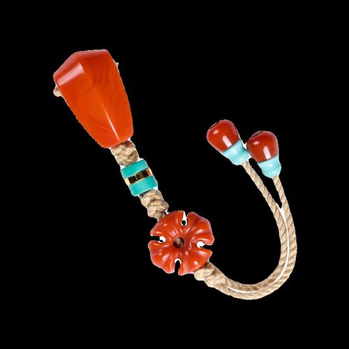 极速南红鲨鱼背三通佛头绿松石金刚C星月百香籽108颗文玩手串配饰