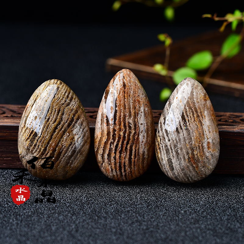 极速天然千层幽灵水晶原石摆件水滴形把玩K手把件DIY吊坠毛衣链配