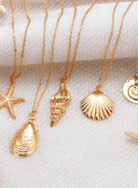 极速Hesicod Antique Gold Color Chain Summer Beach Jewlery St