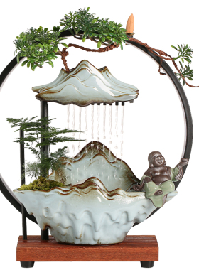 极速流水器摆件办公室 开业礼品A 电视柜小鱼缸新中式陶瓷禅意客