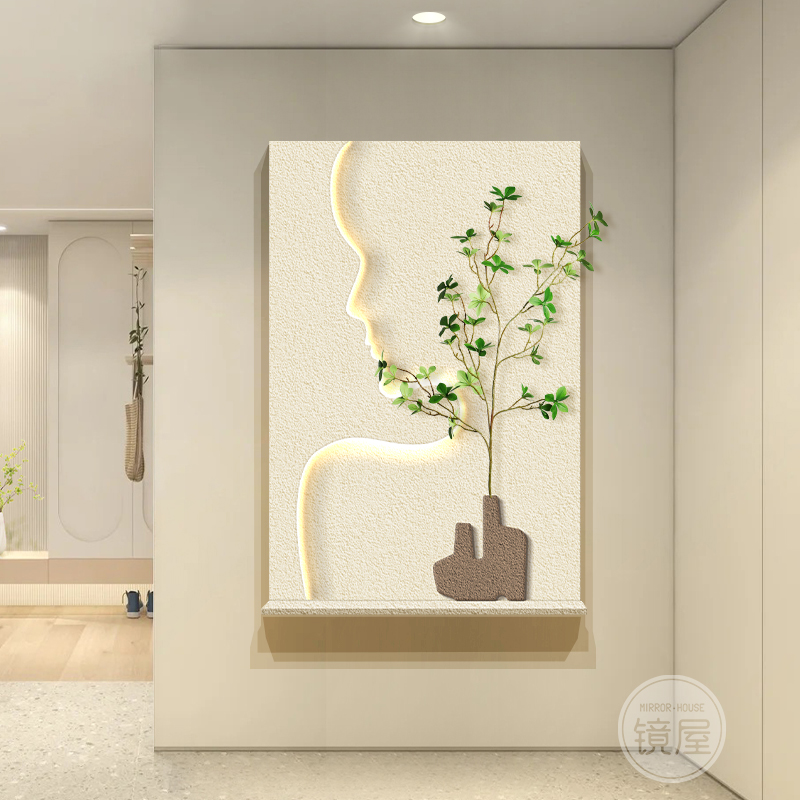 极速奶油风客厅装饰画立体砂岩玄关画抽象人物沙发U背景墙挂画创图片