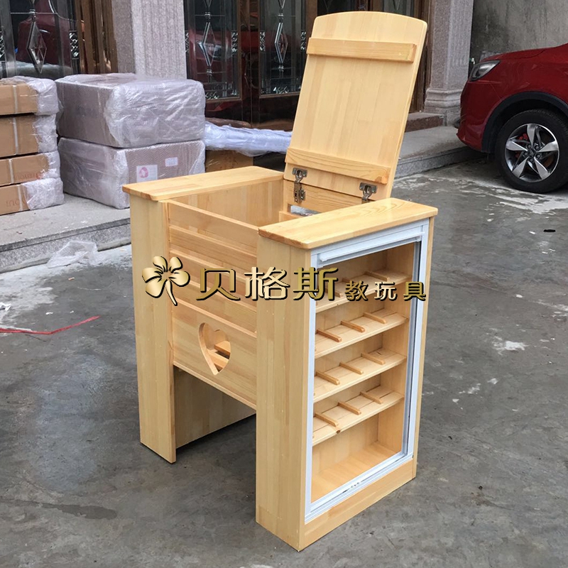 极速幼儿园樟子松茶水桶柜儿童口杯架茶杯架实木带门Y双用保温桶
