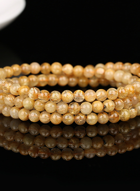 极速发晶多c圈手链 天然黄发晶三圈多层手串佛珠链 微钛晶男女水