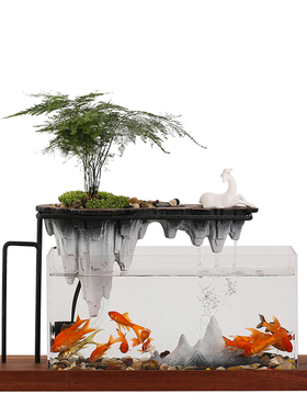 极速假山喷泉流水摆件创意办公室桌面鱼缸循环装饰T客厅玄关开业