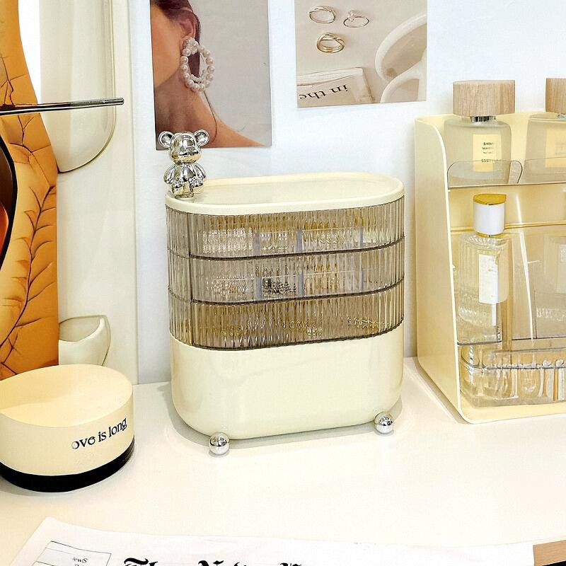 高级感旋转收纳盒桌面防尘耳环项链手表发夹梳妆台化妆品整理盒