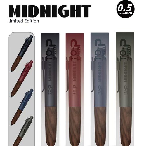 塔诺塞TOP暗夜系小胖笔黑色中性笔低重心檀木笔握学生考试办公0.5