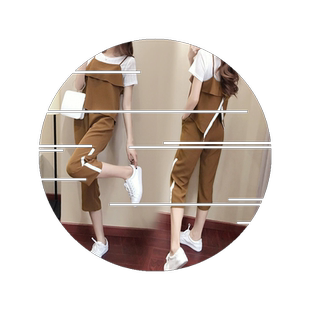 韩版大码时髦洋气三件套运动套装女2026夏季新款小个子七分裤休闲