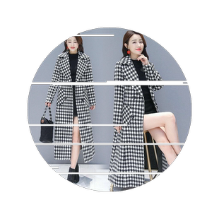 港味复古Chic呢子大衣女长款过膝显瘦2026冬新款千鸟格毛呢外套潮