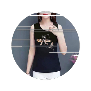 春夏季外穿内搭打底无袖背心宽松背心女烫钻吊带背心女大码妈妈装