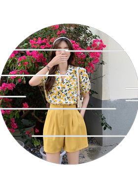 含棉彩色领口小熊两件套百搭分裤