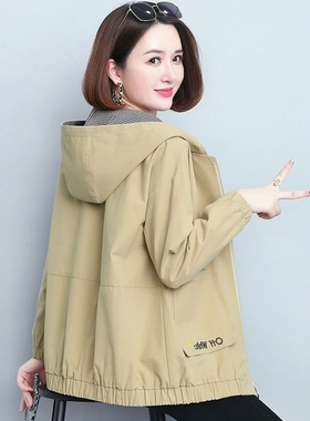 双层2025年春秋新款女士气质韩版休闲百搭宽松大码连帽夹克百搭款