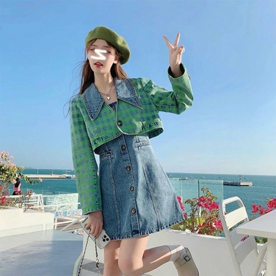 女装小个子小众设计吊带两件套装2025牛仔高级感春秋年连衣裙新款