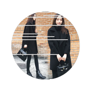 韩版宽松显瘦黑色呢子大衣中长款毛呢外套女潮加棉厚反季秋冬新款