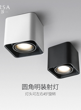 帕莎明装方形led射灯cob格栅灯可调客厅吸顶天花灯北欧斗胆无主灯