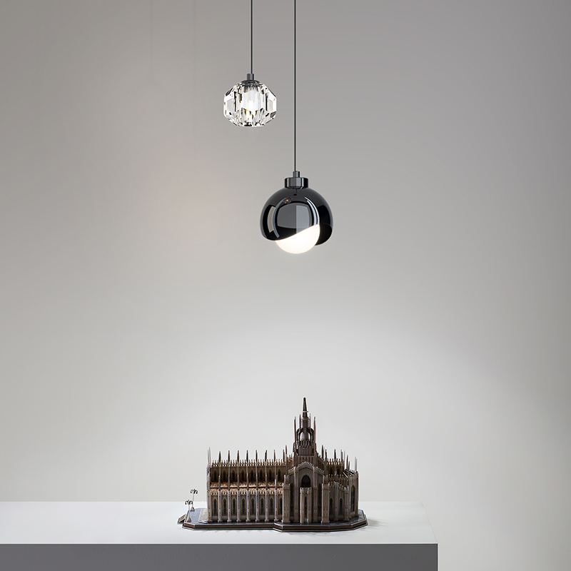 帕莎卧室床头带水晶现代简约北欧风格创意天花板背景墙长线小吊灯