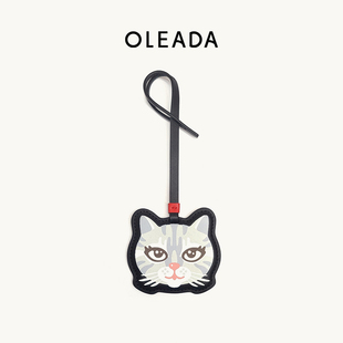 小众精致可爱猫咪挂饰女 OLEADA原创设计牛皮包包挂件个性