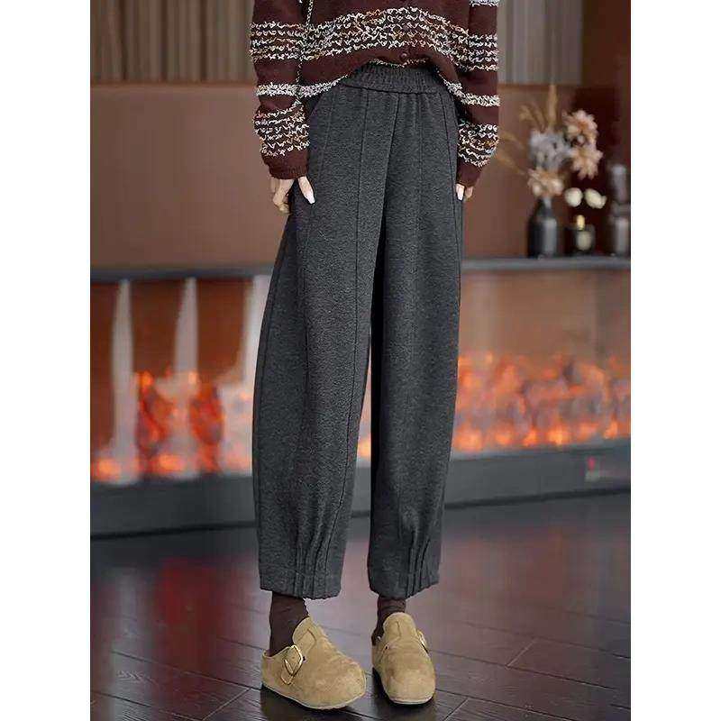 073妖服饰毛呢哈伦裤女2025秋冬加绒高腰花苞裤加厚束脚九分保暖,女装/女士精品,西装裤/正装裤,淘宝优惠券,粉丝福利购,淘宝优惠卷