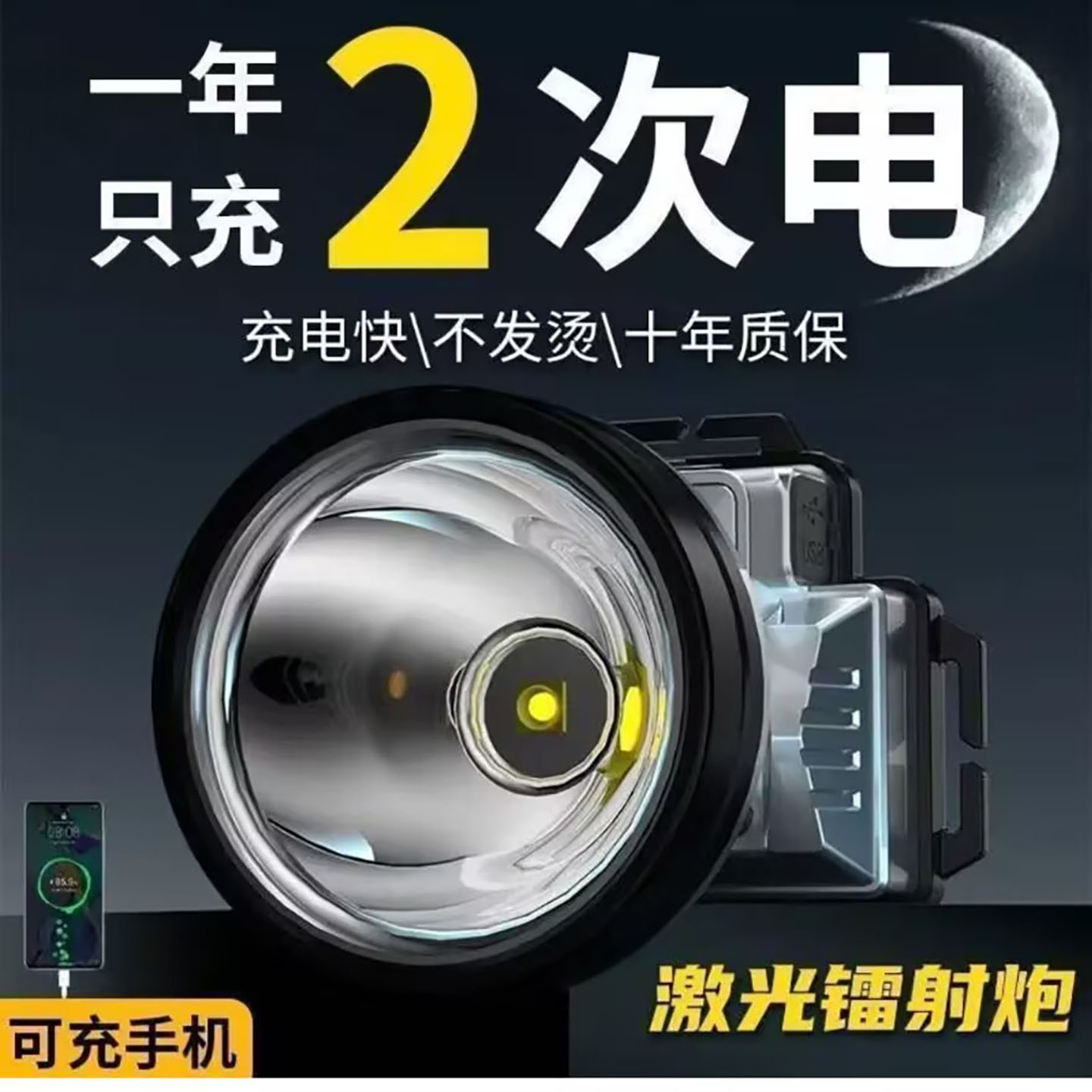 利智德国进口LED强光头灯激光镭射炮头戴式长续航超亮防水夜钓a5