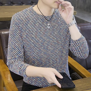 圆领百搭a04 加绒打底衫 香港博庞俊男装 重工彩色刺绣卫衣秋冬男士