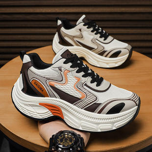 欧洲站潮牌轻奢男鞋子复古做旧厚底休闲运动鞋男士透气老爹鞋a1