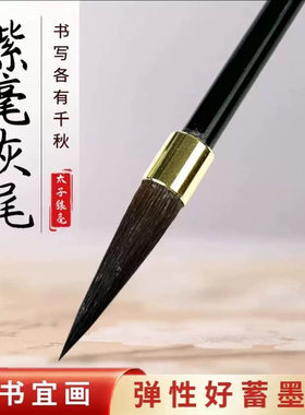溯界好物古韵灰尾毛笔初学者书法专用太子狼毫状元笔大中小三支a6