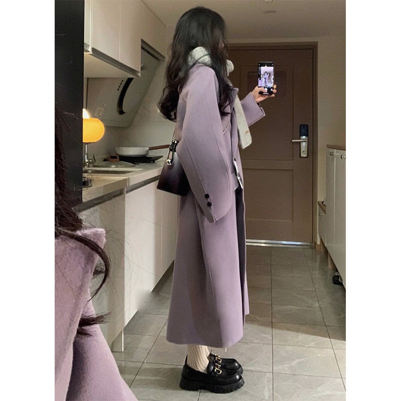 KOREAN VERSION FASHION HIGH-END TEMPERAMENT COAT JACKET WOMENS WINTER LOOSE THIN SMALL LONG CARDIGAN TOP TREND